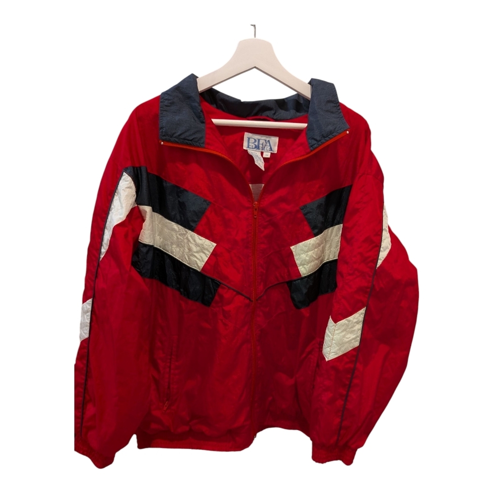 BFA Classics Windbreaker Jacket 2X Red Unisex Fall Geometric Colorblock Y2K VTG